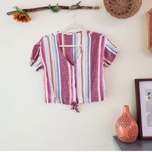 Vanilla Star Mulberry Crop Button Up Knot Size M